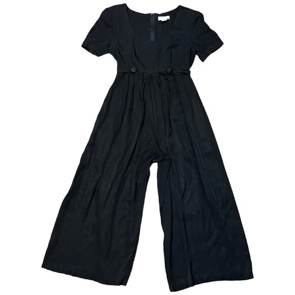 Vintage 90s Express Black Wide Leg Jumpsuit Romper Empire Waist Size 7/8 - Picture 9 of 12